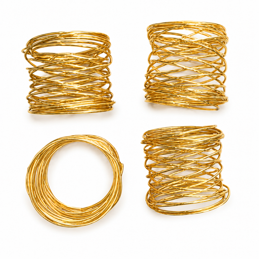 Anel de Guardanapo Dourado Aramado – Kit com 4 Peças