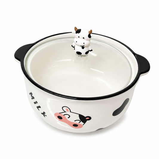 Cocotte de Cerâmica Vaquinha com Tampa de Vidro 750ml