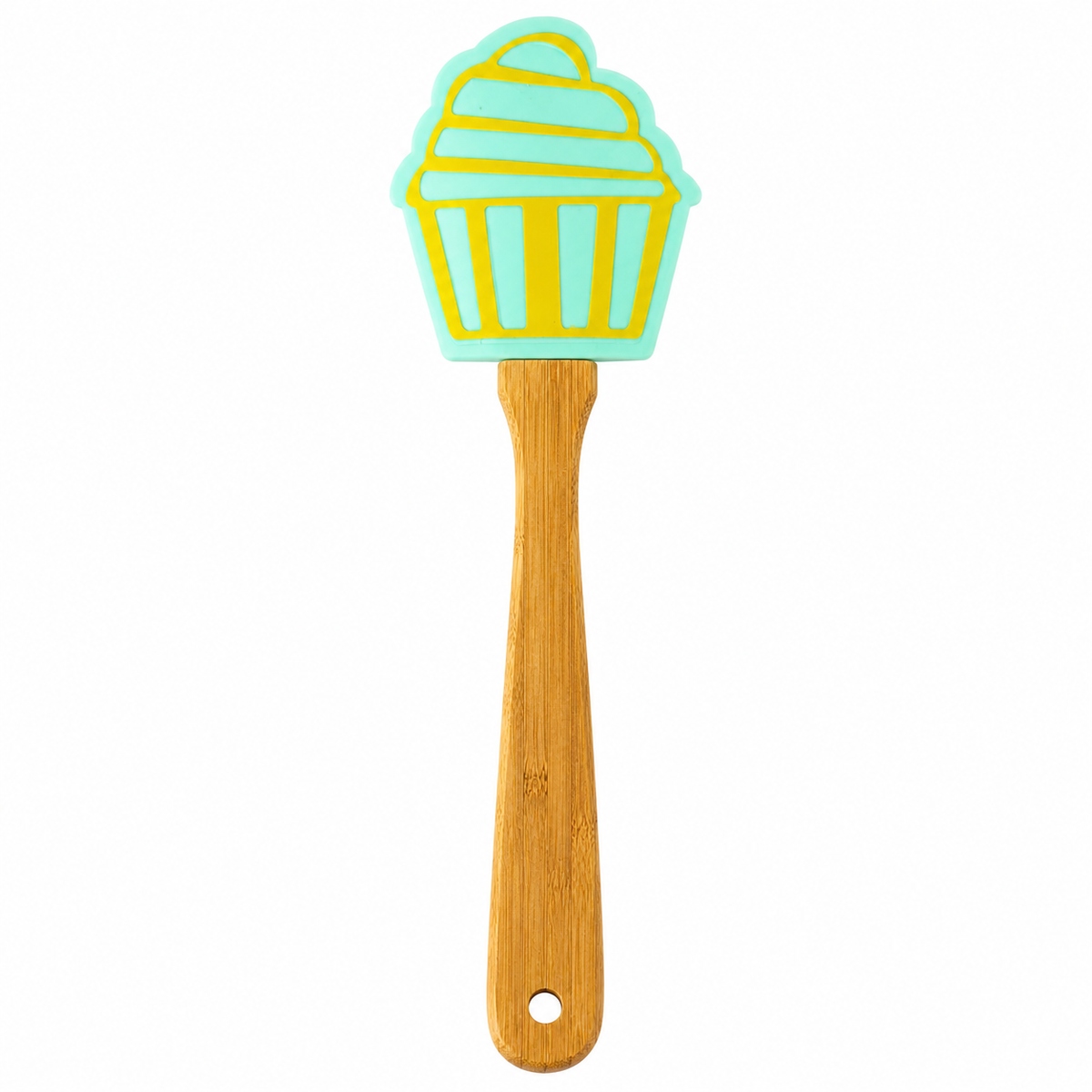 Espátula de Silicone Cupcake com Cabo de Bambu Verde e lilás