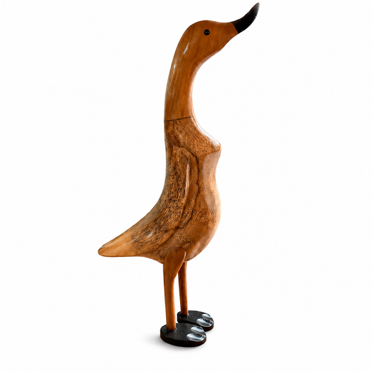 Pato Decorativo em Madeira Natural – Grande