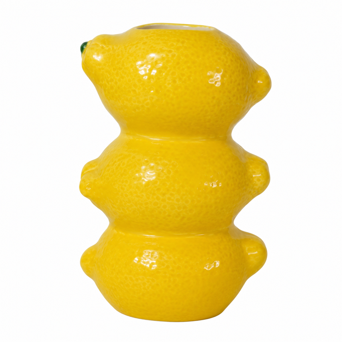 Vaso Decorativo Limões em Cerâmica Amarelo – 3 Limões Empilhados