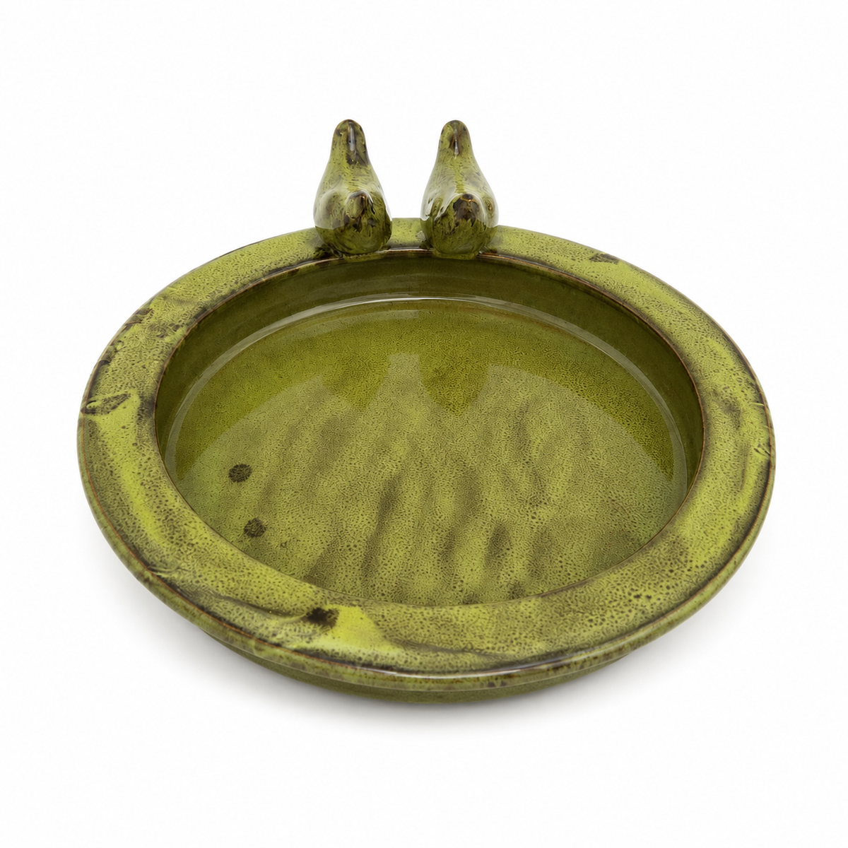 Centro de Mesa Decorativo em Cerâmica Verde com Pássaros
