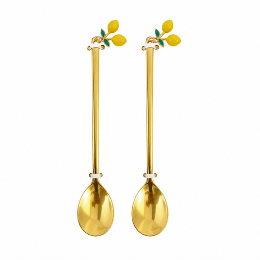 Kit com 2 Colheres Douradas Limão