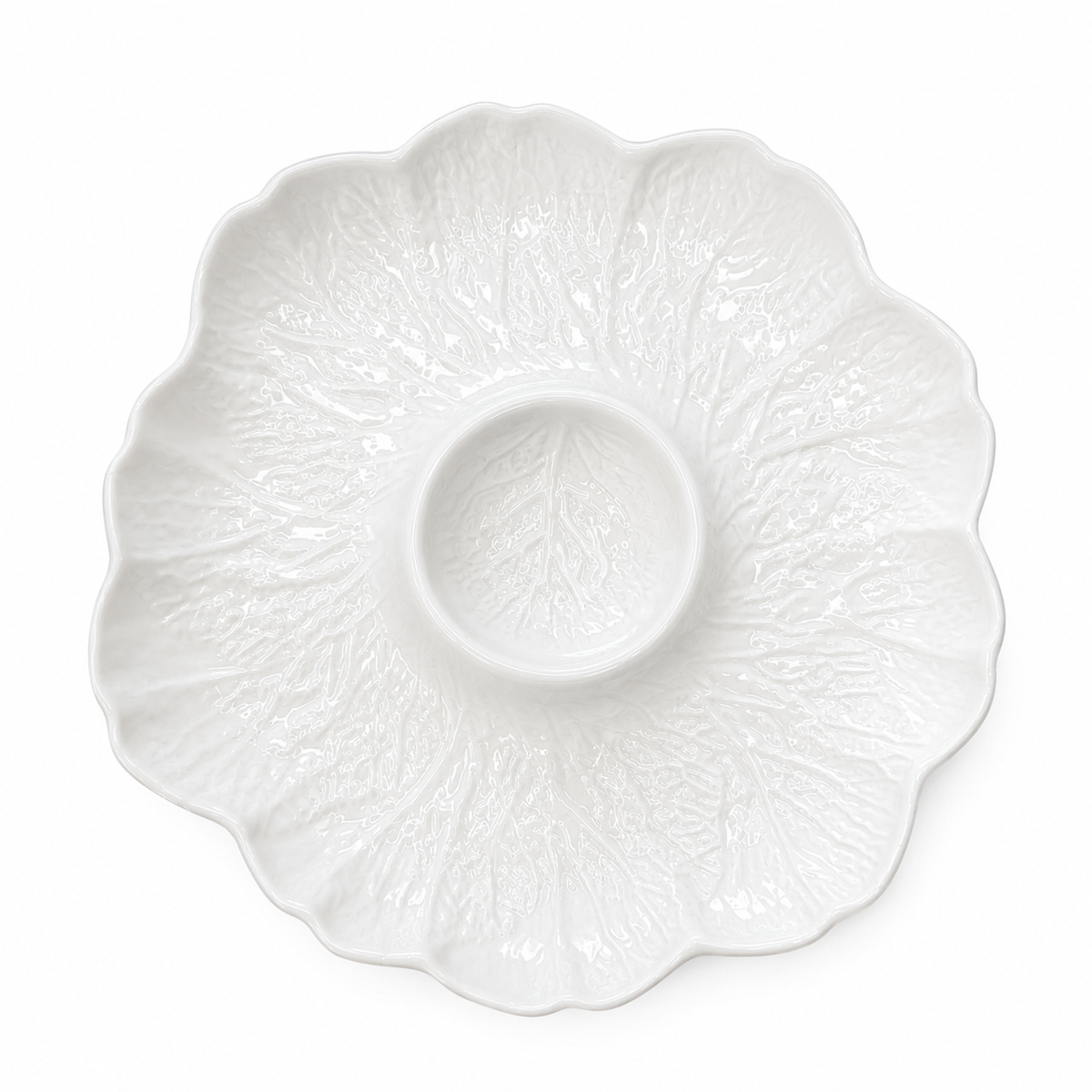 Petisqueira Redonda de Cerâmica Branca 35 cm