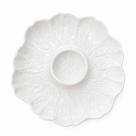 Petisqueira Redonda de Cerâmica Branca 35 cm