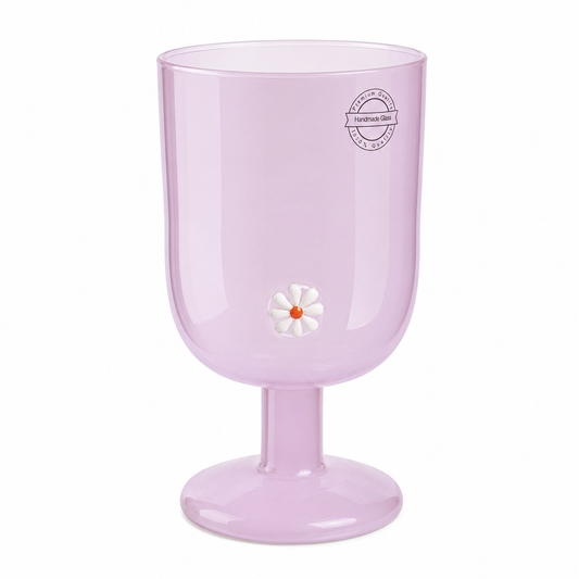 Taça de Vidro Rosa com Flor – 300 ml
