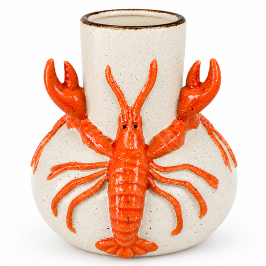 Vaso decorativo com lagosta em relevo – peça exclusiva e sofisticada