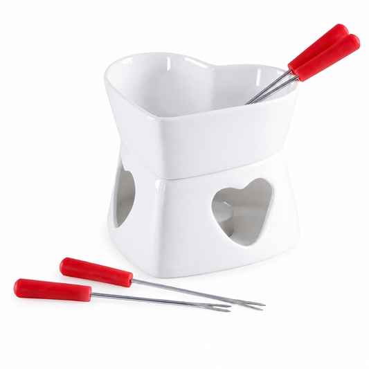 Conjunto para Fondue de Chocolate Coração com 4 Peças