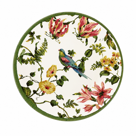 Prato de Sobremesa Alleanza Tropical Bird Cerâmica Decorada 20 cm