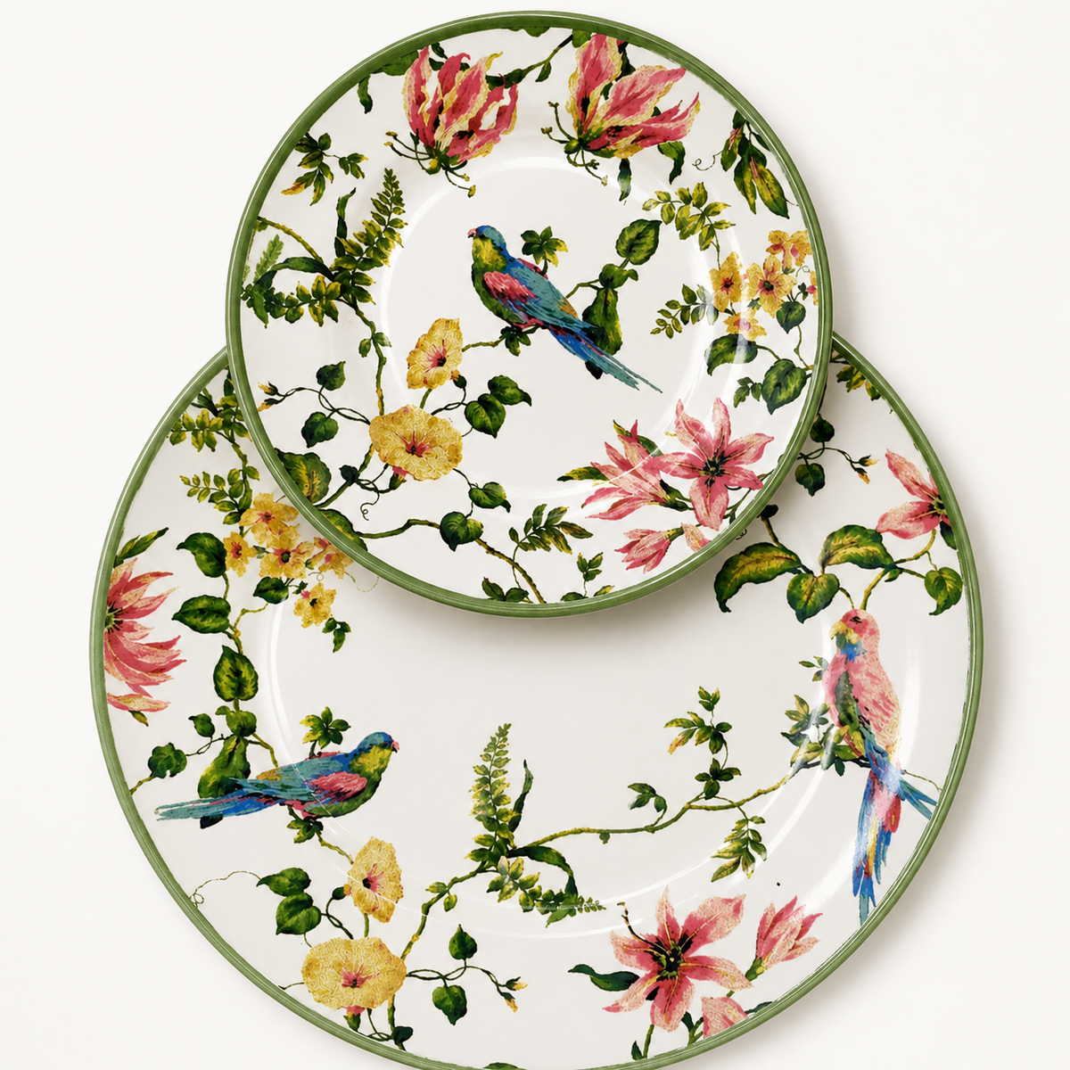 Prato Raso Alleanza Pássaros Cerâmica Decorada 29 cm Mesa Posta