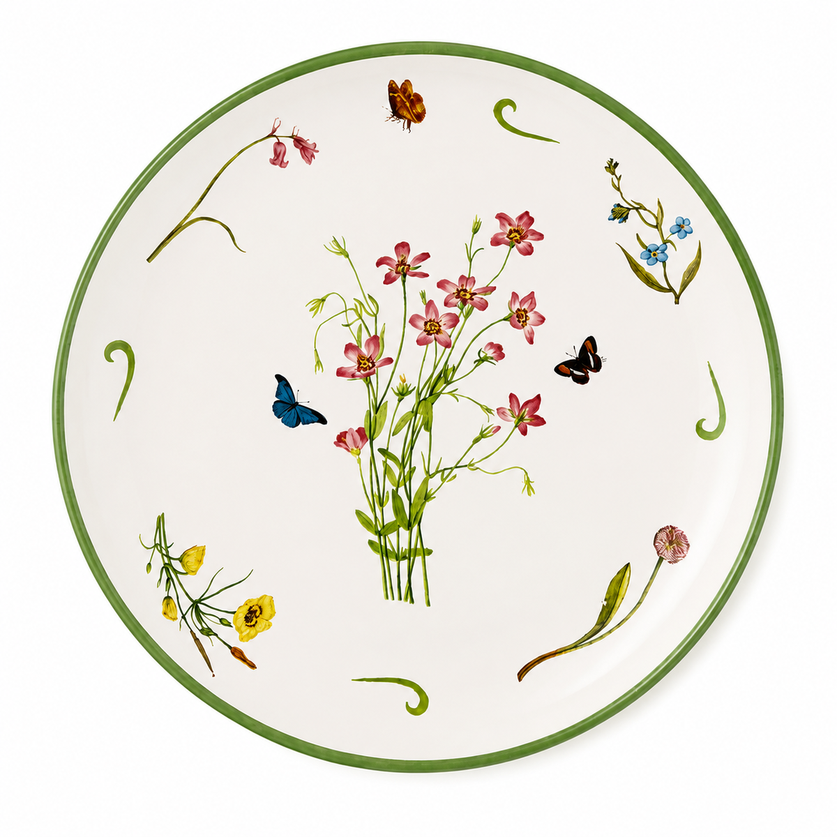 Prato Raso Aleanza Flores do Campo Cerâmica Decorada 29 cm Mesa Posta