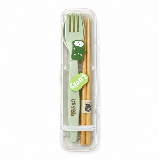 Kit Talheres Portátil com Garfo, Colher, Hashi e Estojo