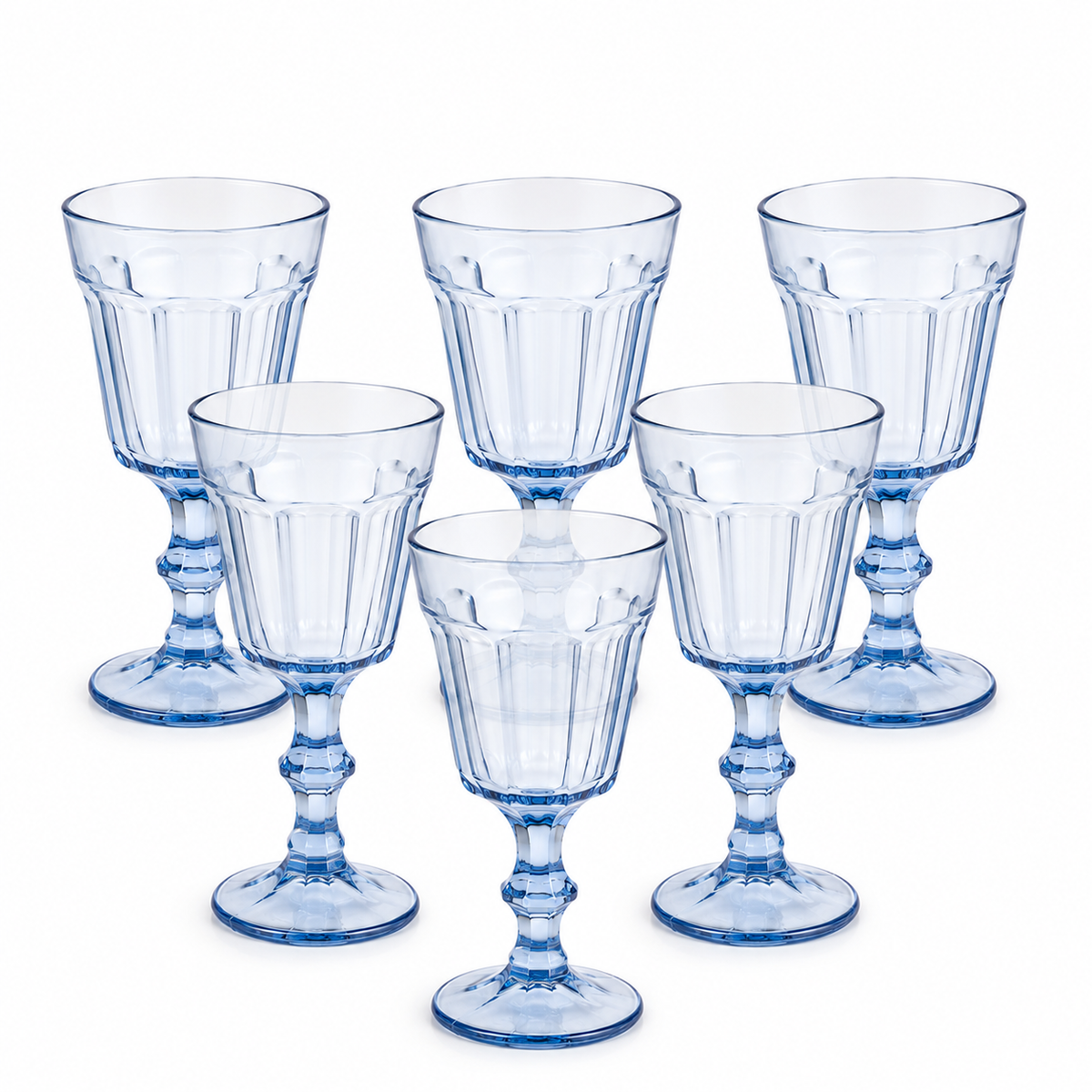 Jogo com 6 Taças de Vidro Azul 230 ml
