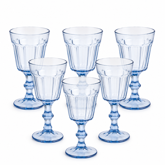 Jogo com 6 Taças de Vidro Azul 230 ml