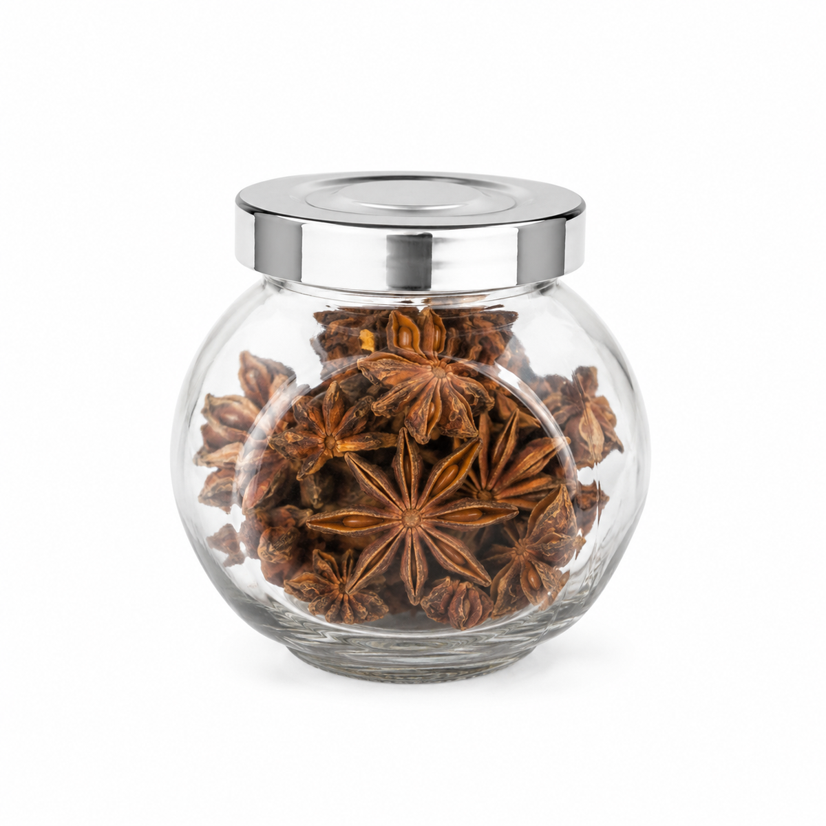Jogo com 4 Potes Baleiros de Vidro 250ml com Tampa Prata