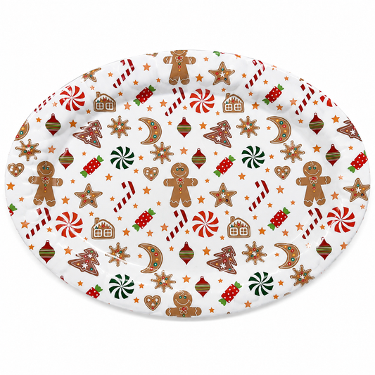 Travessa Oval de Melamina Natalina 45 x 35 cm – Estampa Biscoitos