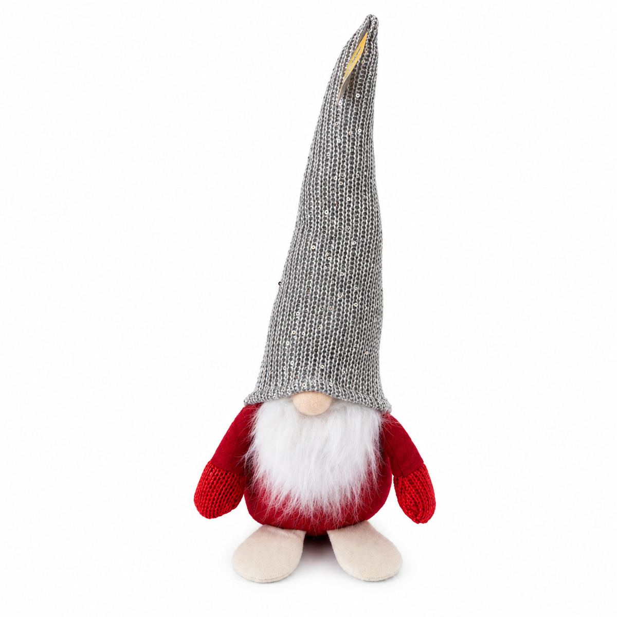 Gonco (Gnomo) Decorativo de Natal Vermelho com Gorro Prateado