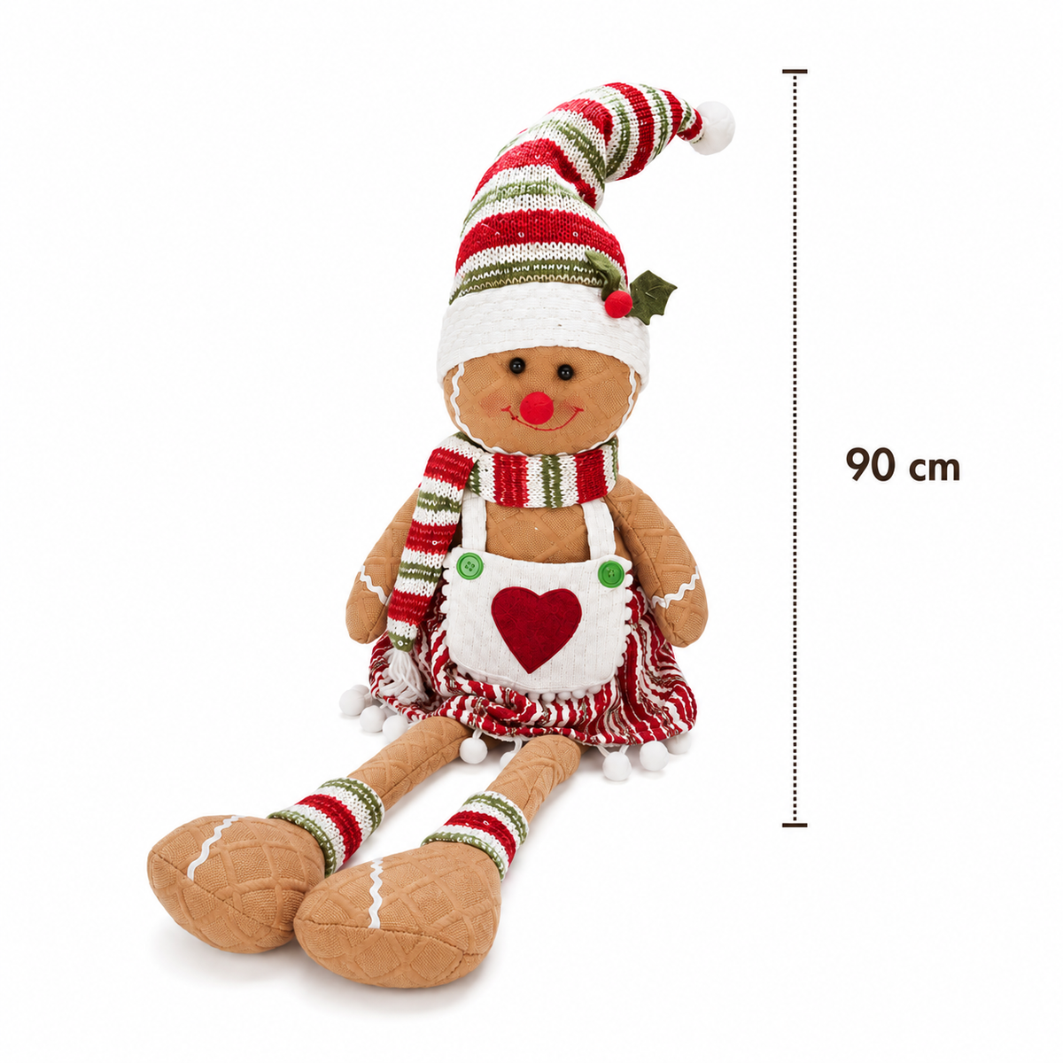 Boneco Decorativo Gingerbread Sentado com Pernas Longas – Enfeite Natalino 90 cm