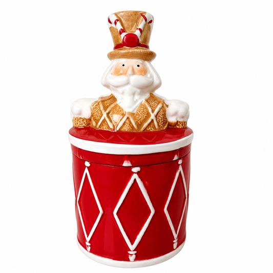 Pote Decorativo de Cerâmica Papai Noel Tambor 1L