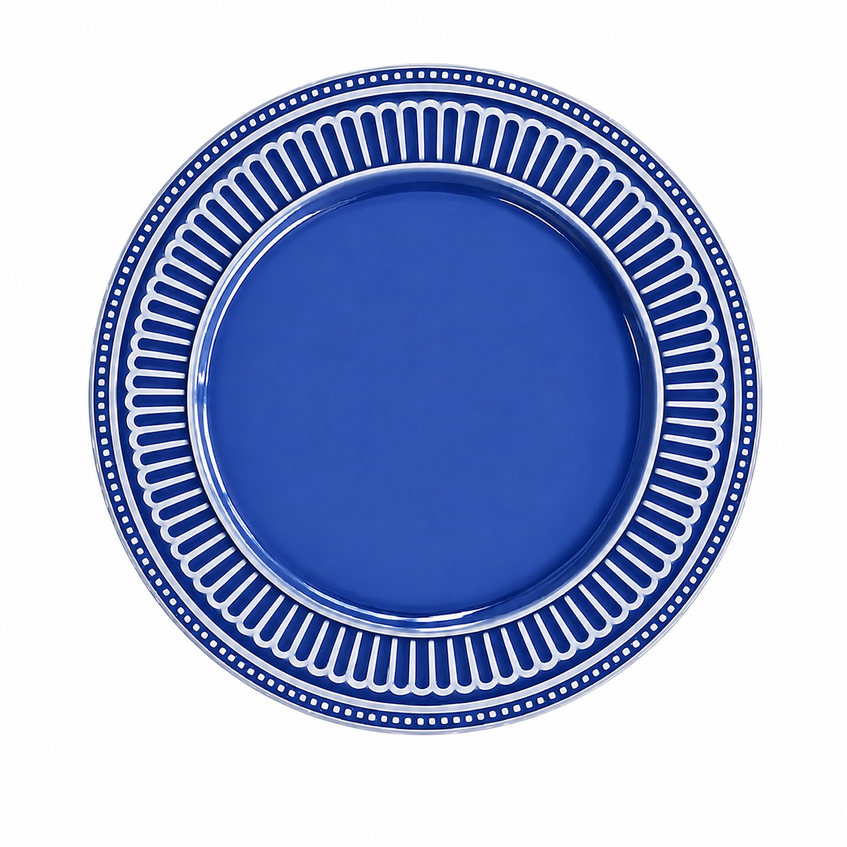 Prato Raso de Cerâmica Azul e Branco Classic 29cm