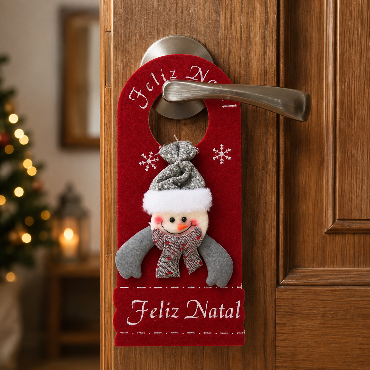 Título: Enfeite de Porta Natalino Papai Noel Boneco de Neve – Feliz Natal