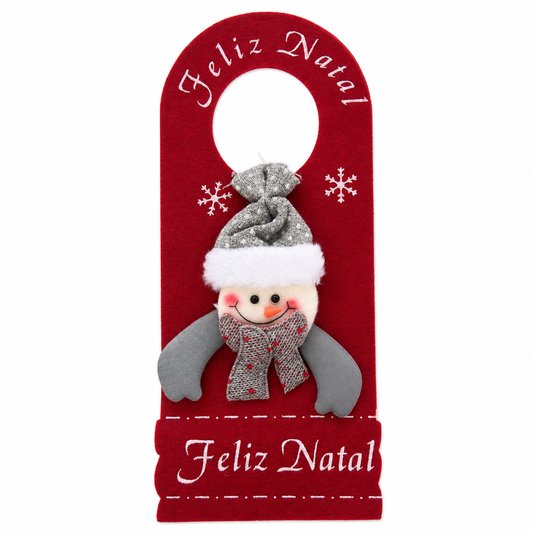Título: Enfeite de Porta Natalino Papai Noel Boneco de Neve – Feliz Natal