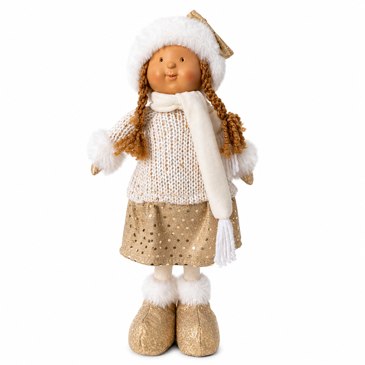 Boneca Natalina Decorativa Dourada 45 cm