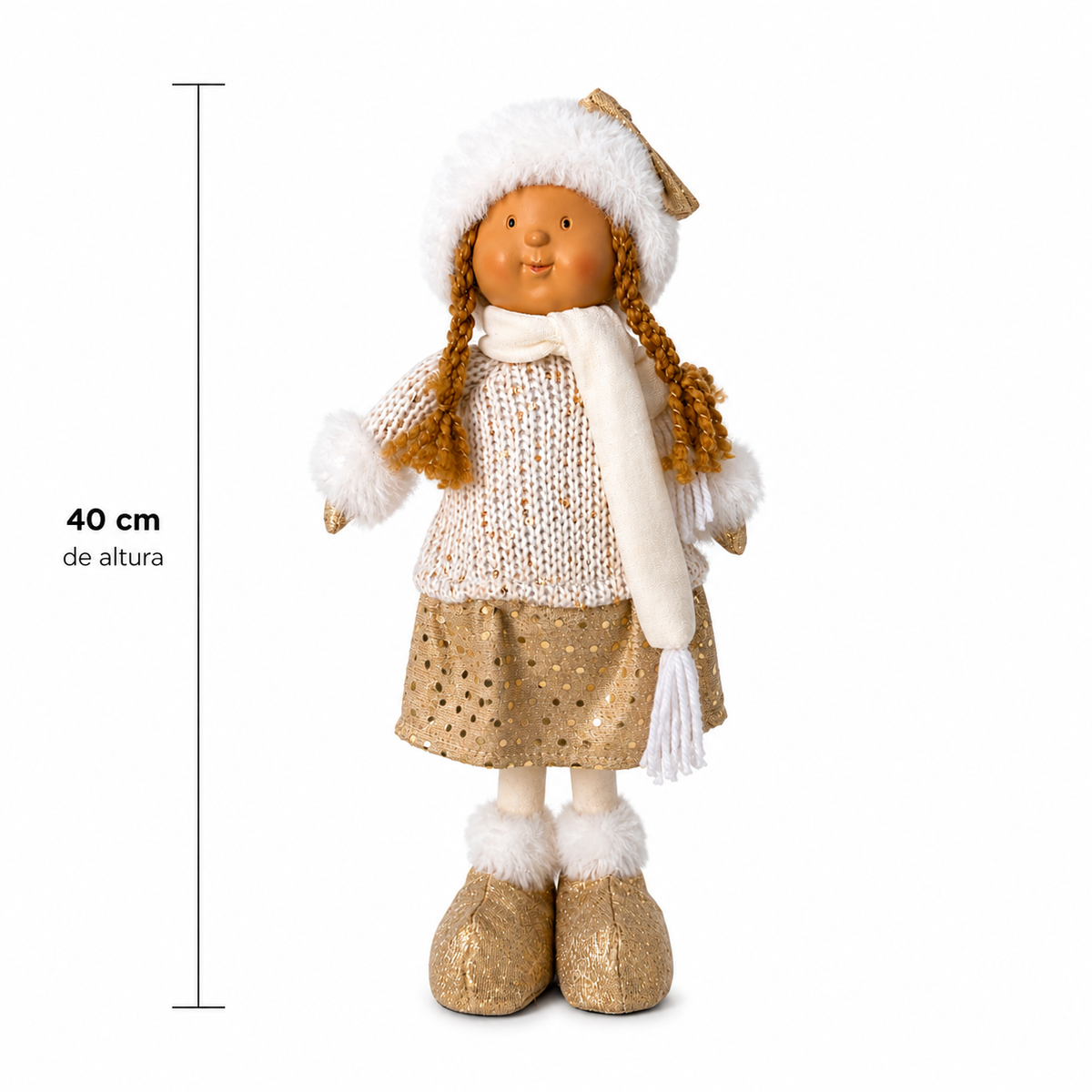 Boneca Natalina Decorativa Dourada 45 cm