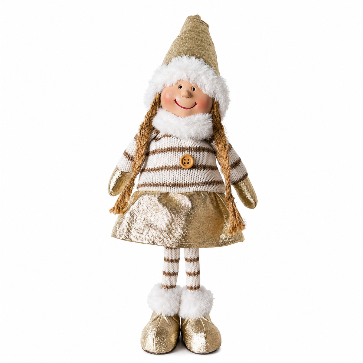 Boneca Natalina Dourada Decorativa 40 cm
