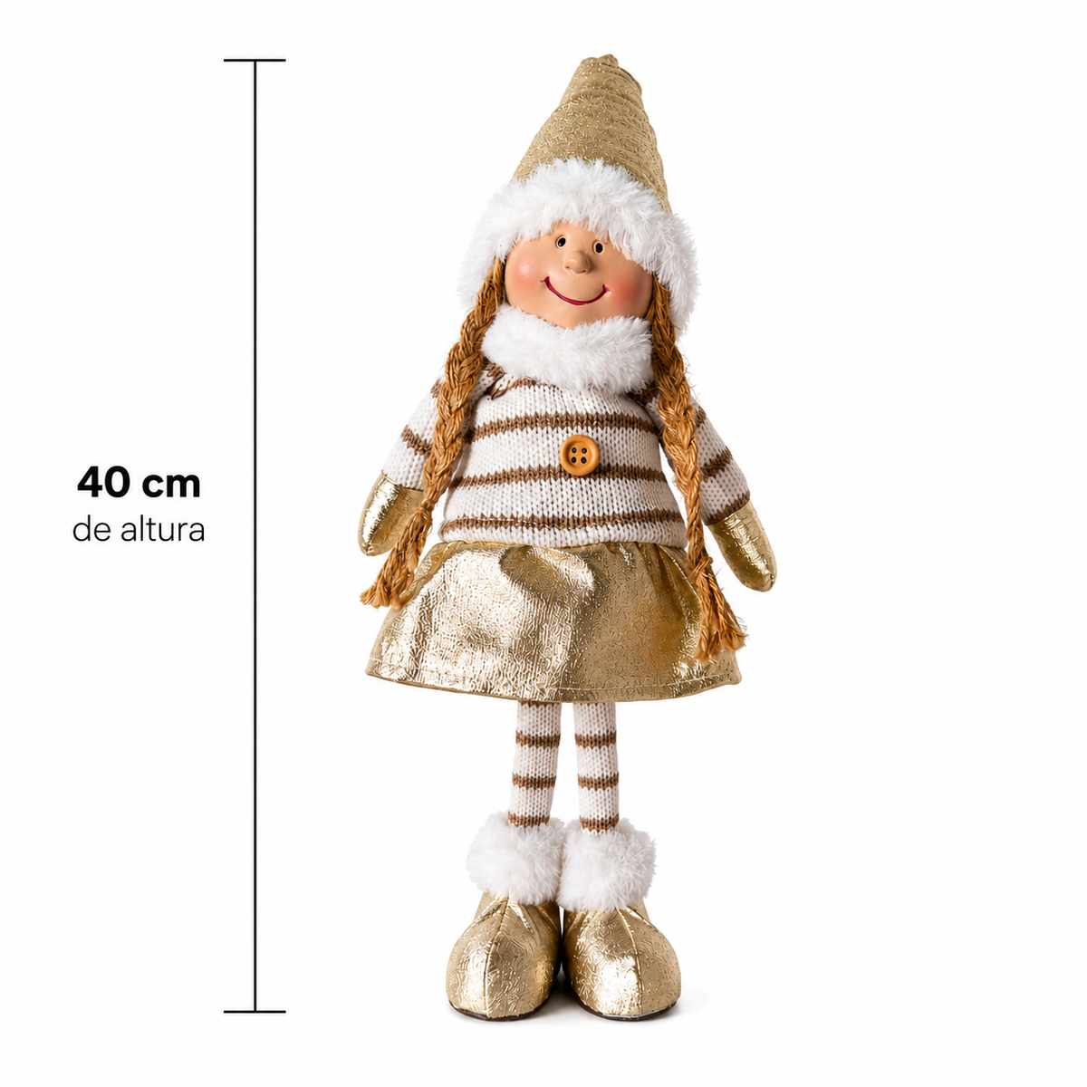 Boneca Natalina Dourada Decorativa 40 cm