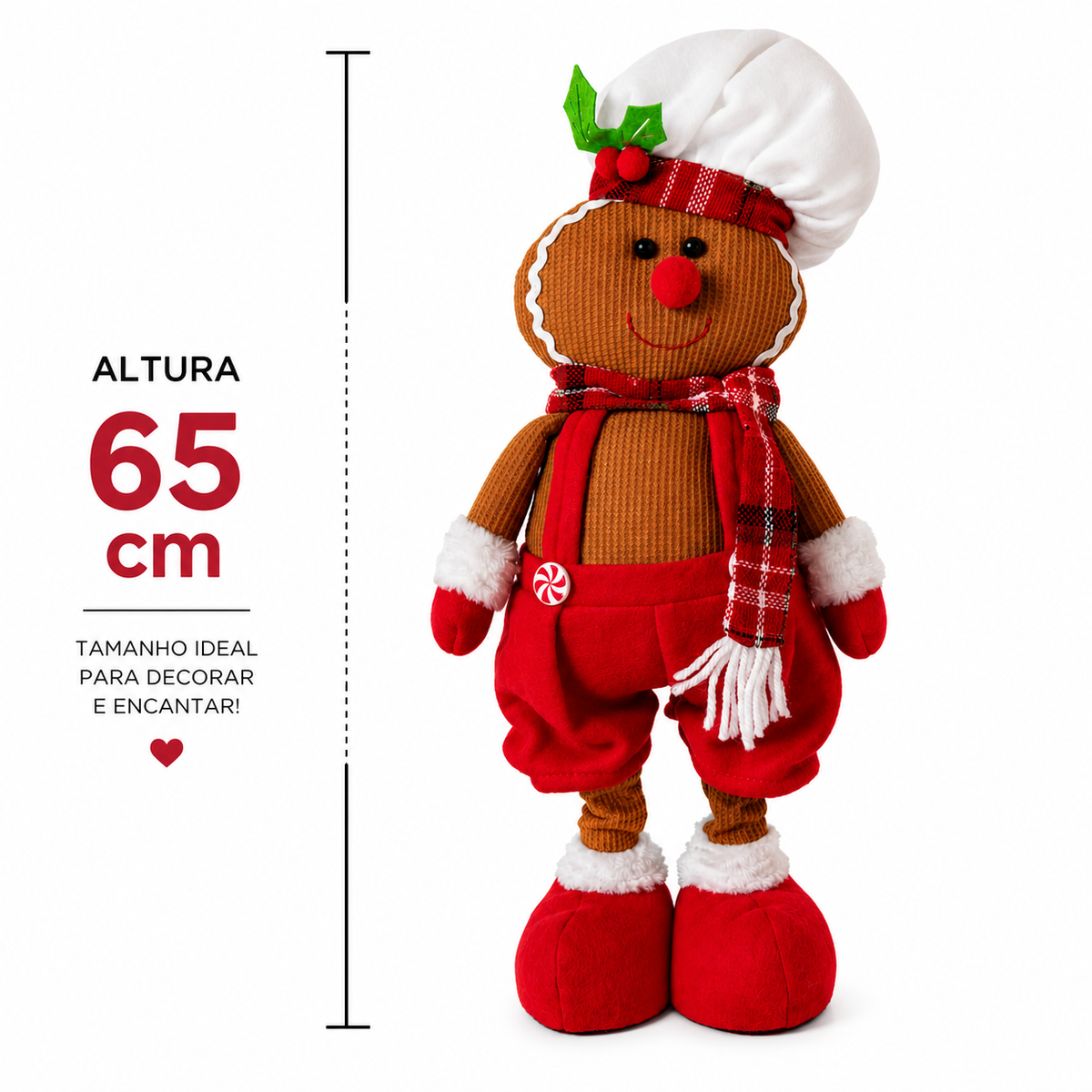 Boneco Gingerbread Natalino Decorativo 65 cm