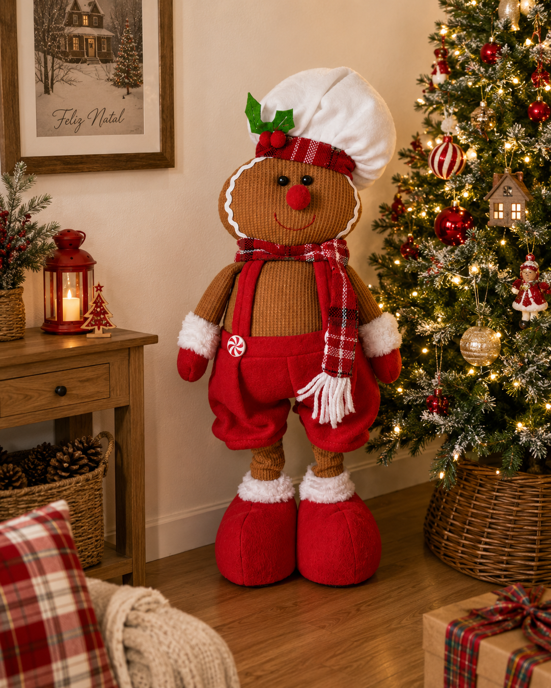 Boneco Gingerbread Natalino Decorativo 65 cm