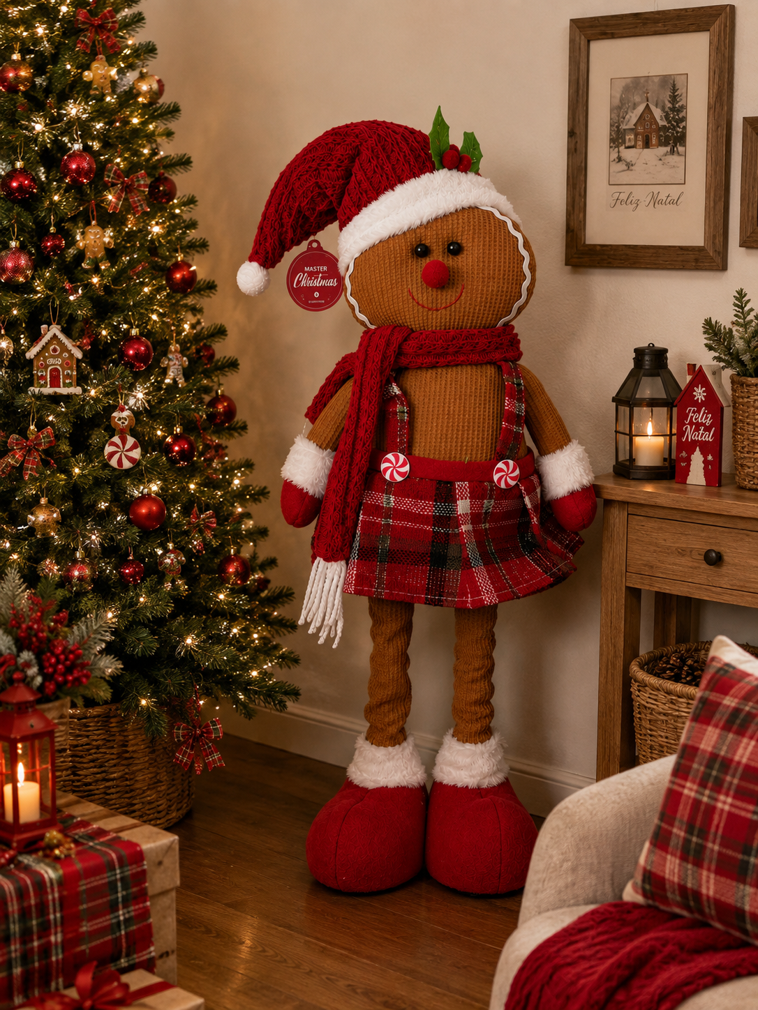 Boneco Gingerbread Natalino Decorativo 65 cm