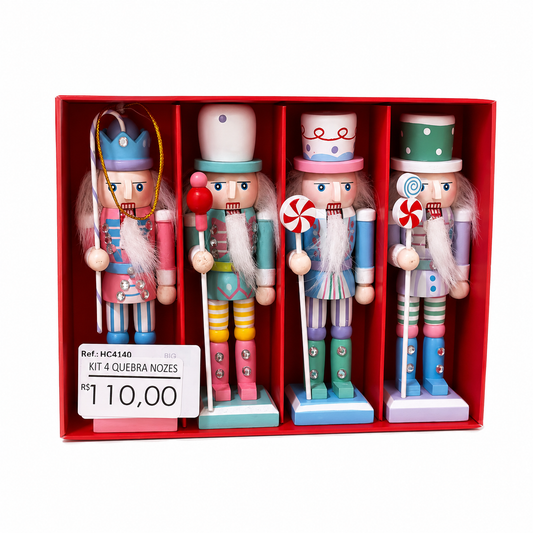 Kit com 4 Quebra-Nozes Natalinos 13cm