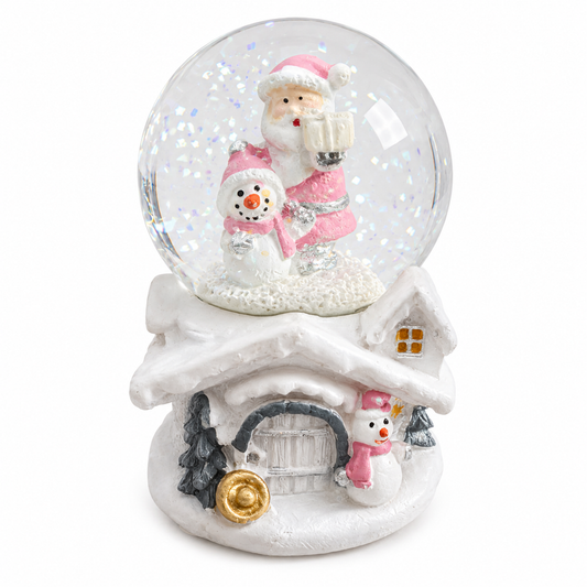 Globo de Neve Natalino com Papai Noel e Bonecos de Neve 7cm