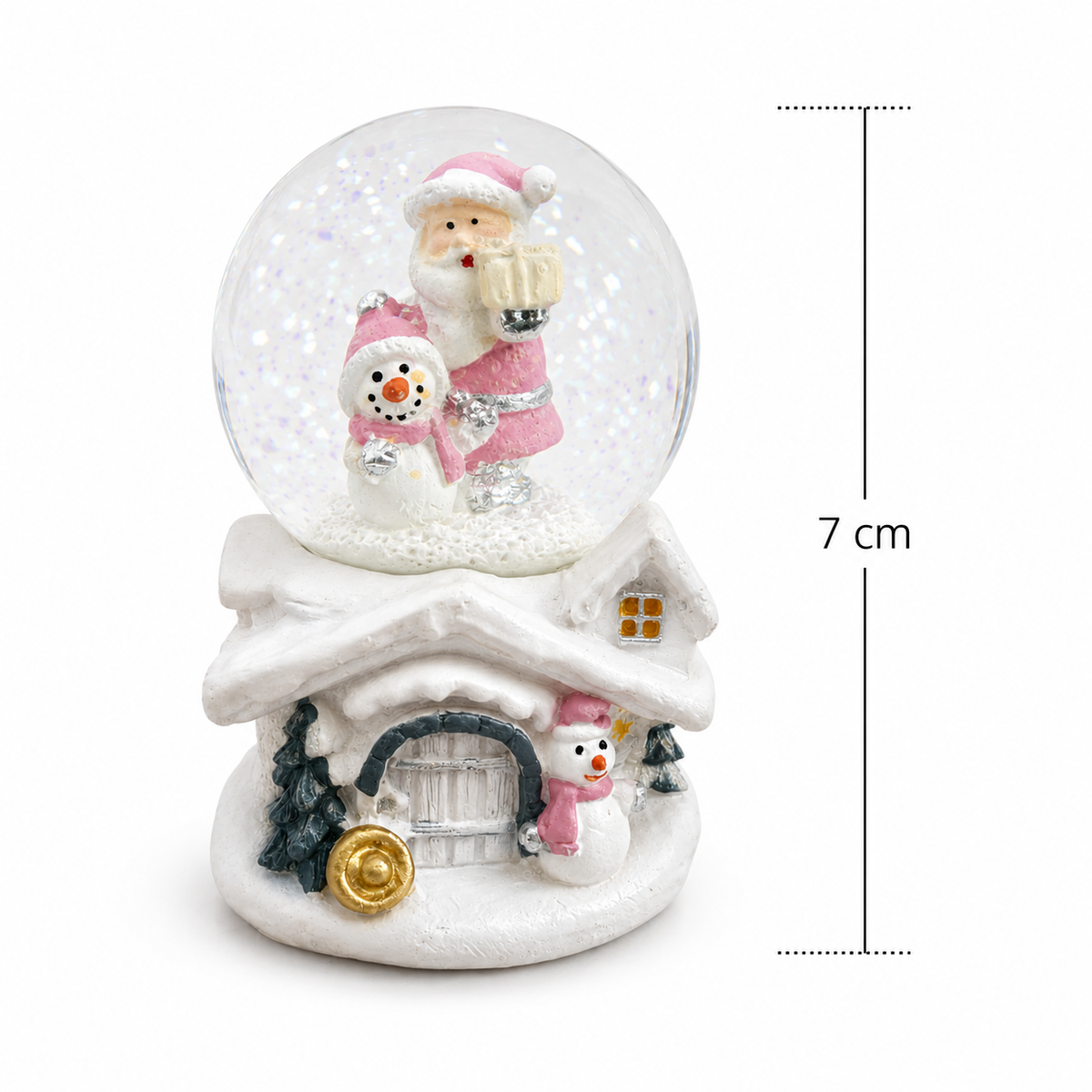 Globo de Neve Natalino com Papai Noel e Bonecos de Neve 7cm