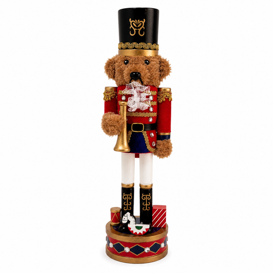 Urso Quebra-Nozes Natalino 40cm com Trompete