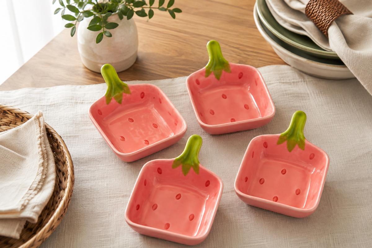 Travessa Finger Food Morango Rosa 12cm