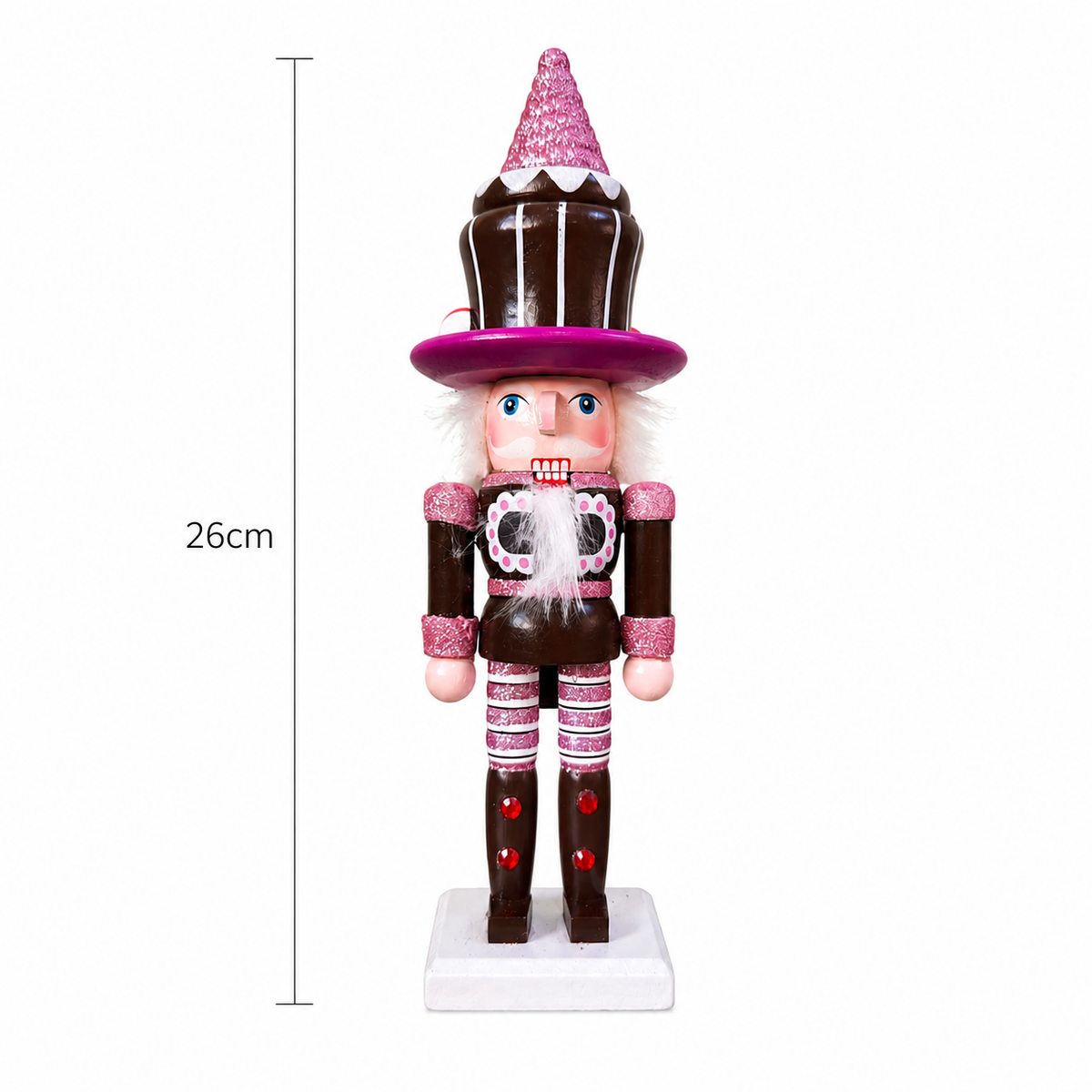 Quebra-Nozes Natalino Rosa e Marrom – 26 cm