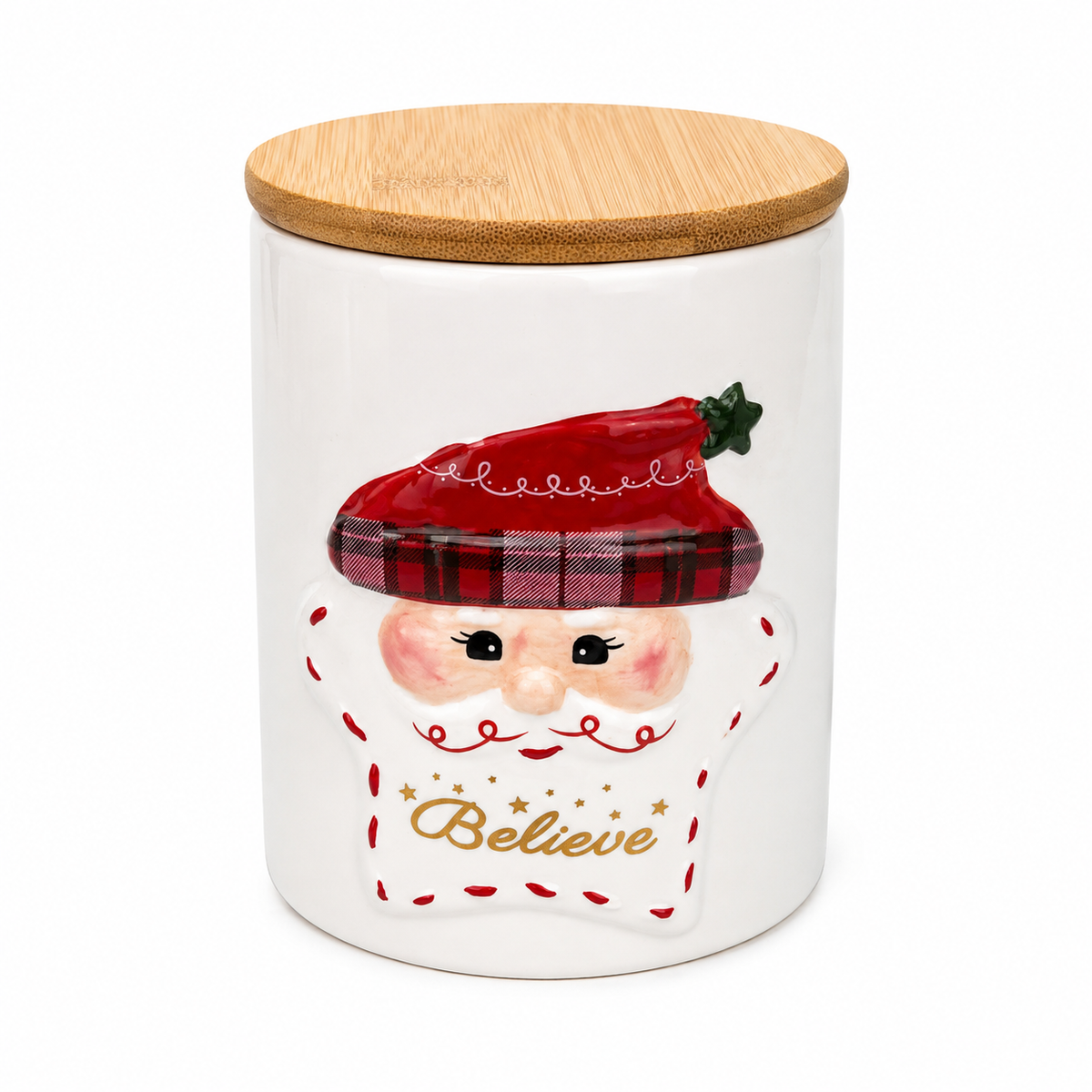Pote Natalino Papai Noel com Tampa de Bambu – 650 ml