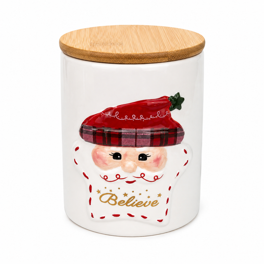 Pote Natalino Papai Noel com Tampa de Bambu – 650 ml