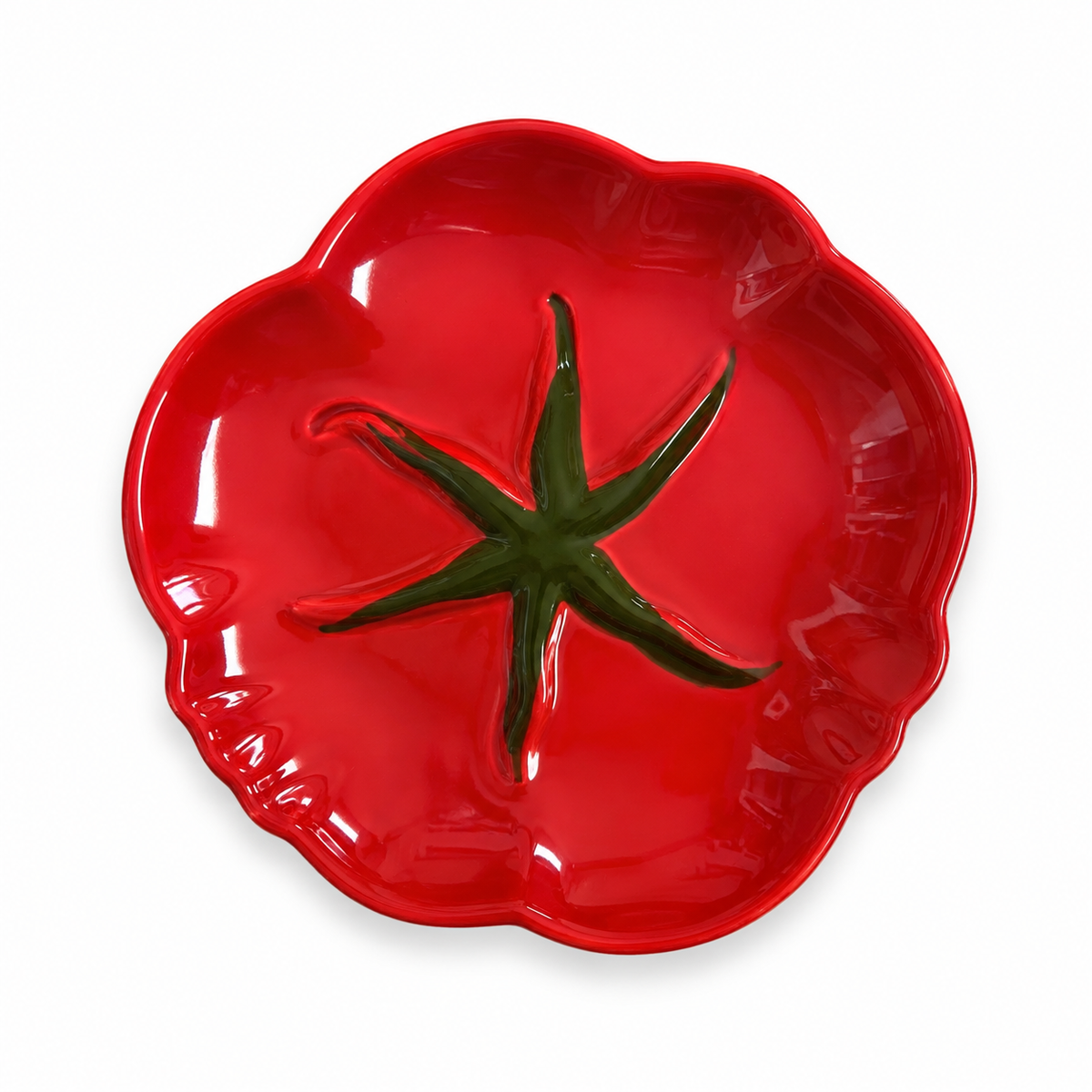 Prato Raso de Cerâmica Tomate Vermelho