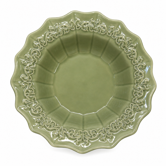 Prato Fundo Verde Oliva com Detalhes Ornamentais