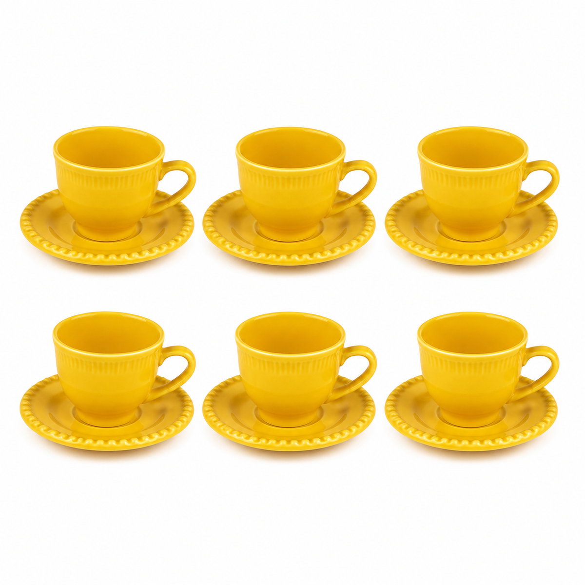 Jogo de Café Amarelo com Pires 90ml – 6 Peças