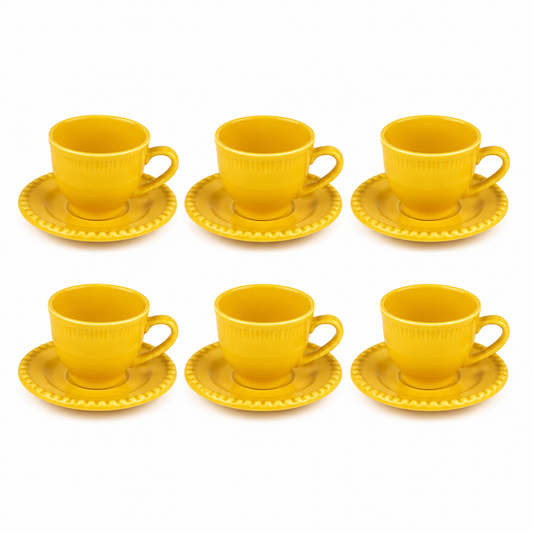 Jogo de Café Amarelo com Pires 90ml – 6 Peças