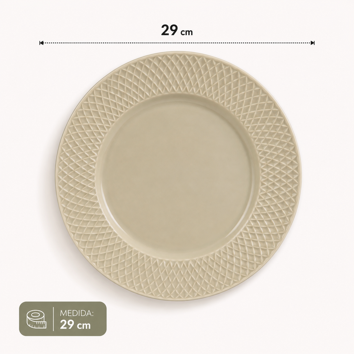 Prato Raso Trama Bege 29 cm