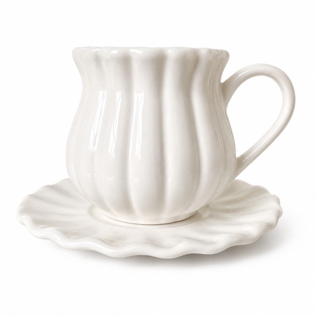 Xícara de Chá com Pires em Porcelana Branca – 250 ml