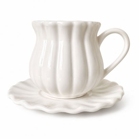 Xícara de Chá com Pires em Porcelana Branca – 250 ml