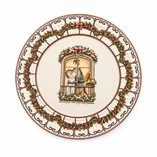 Prato Decorativo Natalino Vintage com Estampa Encantadora