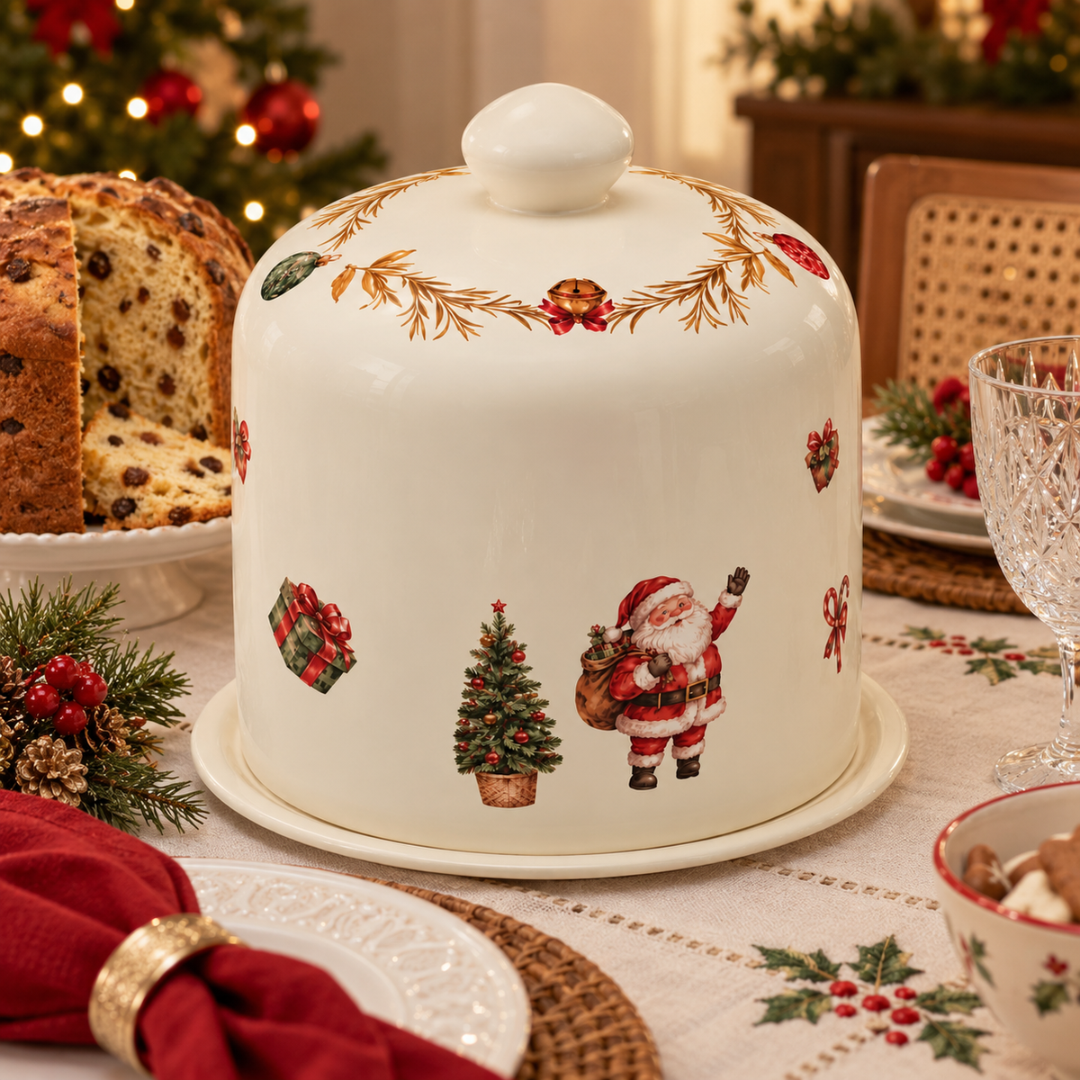 Porta Panetone de Natal com Tampa